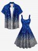 Sparkling Sequin 3D Print Hawaii Tank Dress - Bleu profond XXS