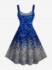 Sparkling Sequin 3D Print Hawaii Tank Dress - Bleu profond XXS
