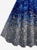 Sparkling Sequin 3D Print Hawaii Tank Dress - Bleu profond XXS