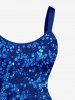 Sparkling Sequin 3D Print Hawaii Tank Dress - Bleu profond XXS