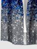 Sparkling Sequin 3D Print Buttons Pocket Hawaii Shirt For Men - Bleu profond 2XL