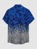 Sparkling Sequin 3D Print Buttons Pocket Hawaii Shirt For Men - Bleu profond 2XL