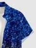 Sparkling Sequin 3D Print Buttons Pocket Hawaii Shirt For Men - Bleu profond 2XL