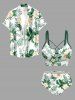 Flowers Tropical Leaf Print Hawaii Tankini Bottom -  