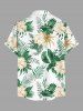 Hibiscus Flower Tropical Leaf Print Buttons Pocket Hawaii Shirt For Men -  