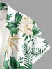 Hibiscus Flower Tropical Leaf Print Buttons Pocket Hawaii Shirt For Men -  