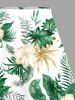Plus Size Flowers Tropical Leaf Print Split Hawaii Skirt - Vert 3X