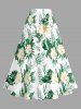 Plus Size Flowers Tropical Leaf Print Split Hawaii Skirt - Vert 3X