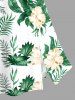 Plus Size Flowers Tropical Leaf Print Split Hawaii Skirt - Vert 3X