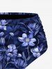 Flowers Leaf Print Hawaii Tankini Bottom - Cadetblue 1X