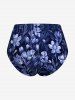 Flowers Leaf Print Hawaii Tankini Bottom - Cadetblue 1X