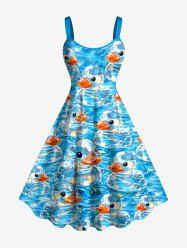 Bubble Ducks Sea Waves Print Hawaii Tank Dress - Pers 4X