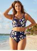 Ombre Flower Print Hawaii Plus Size Matching Set -  