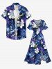 Flowers Leaf Tropical Print Matching Hawaii Beach Outfit For Couples -  