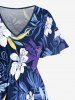 Flowers Leaf Tropical Print Matching Hawaii Beach Outfit For Couples -  