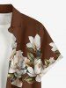 Flower Leaf Print Hawaii Button Pocket Shirt For Men - Brun M