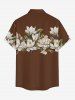 Flower Leaf Print Hawaii Button Pocket Shirt For Men - Brun M