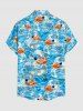 Bubble Ducks Sea Waves Print Buttons Pocket Hawaii Shirt For Men - Pers XL