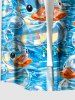 Bubble Ducks Sea Waves Print Buttons Pocket Hawaii Shirt For Men - Pers XL