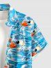 Bubble Ducks Sea Waves Print Buttons Pocket Hawaii Shirt For Men - Pers XL