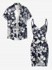 Plus Size Flowers Leaf Print Convertible Hawaii Beach Cover -  