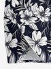 Plus Size Flowers Leaf Print Convertible Hawaii Beach Cover -  