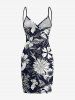 Plus Size Flowers Leaf Print Convertible Hawaii Beach Cover -  