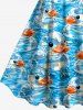 Bubble Ducks Sea Waves Print Hawaii Tank Dress - Pers 4X