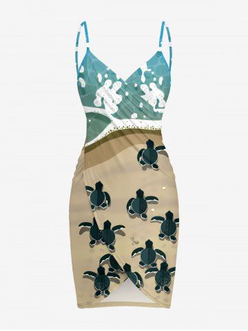 Turtle Sea Print Hawaii Sea Creatures Convertible Beach Cover Up