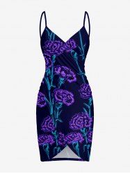 Flower Plant Print Hawaii Convertible Beach Cover Up -  