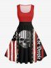 Skull Patriotic American Flag Print Matching Outfit For Couples -  