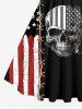 Skull Patriotic American Flag Print Matching Outfit For Couples -  
