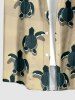Turtle Sea Print Hawaii Sea Creatures Button Pocket Shirt For Men - Turquoise 2XL