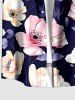 Flower Leaf Print Hawaii Button Pocket Shirt For Men -  