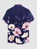 Flower Leaf Print Hawaii Button Pocket Shirt For Men -  