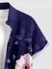 Flower Leaf Print Hawaii Button Pocket Shirt For Men -  