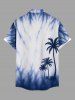 Coconut Tree Tie Dye Ombre Print Buttons Pocket Hawaii Shirt For Men - Bleu M