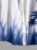 Coconut Tree Tie Dye Ombre Print Buttons Pocket Hawaii Shirt For Men - Bleu M