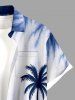 Coconut Tree Tie Dye Ombre Print Buttons Pocket Hawaii Shirt For Men - Bleu M