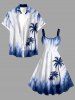Coconut Tree Tie Dye Ombre Print Hawaii Tank Dress - Bleu 4X