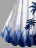 Coconut Tree Tie Dye Ombre Print Hawaii Tank Dress - Bleu 4X