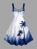 Coconut Tree Tie Dye Ombre Print Hawaii Tank Dress - Bleu 4X
