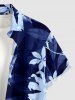 Flower Leaf Branch Print Hawaii Button Pocket Shirt For Men -  