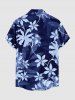 Flower Leaf Branch Print Hawaii Button Pocket Shirt For Men -  