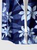 Flower Leaf Branch Print Hawaii Button Pocket Shirt For Men -  