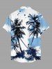 Plus Size Coconut Tree Paint Splatter Print Buttons Pocket Hawaii Shirt For Men - Bleu Ciel 3XL