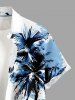 Plus Size Coconut Tree Paint Splatter Print Buttons Pocket Hawaii Shirt For Men - Bleu Ciel 3XL