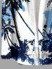 Plus Size Coconut Tree Paint Splatter Print Buttons Pocket Hawaii Shirt For Men - Bleu Ciel 3XL