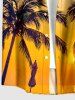 Plus Size Coconut Tree Sun Ombre Print Buttons Pocket Hawaii Shirt For Men - Brun Doré 5XL