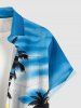 Plus Size Coconut Tree Sun Seascape Print Buttons Pocket Hawaii Shirt For Men - Pers 5XL